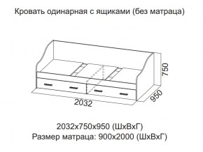 Кровать одинарная с ящиками (Без матраца 0,9*2,0) в Краснокамске - krasnokamsk.магазин96.com | фото